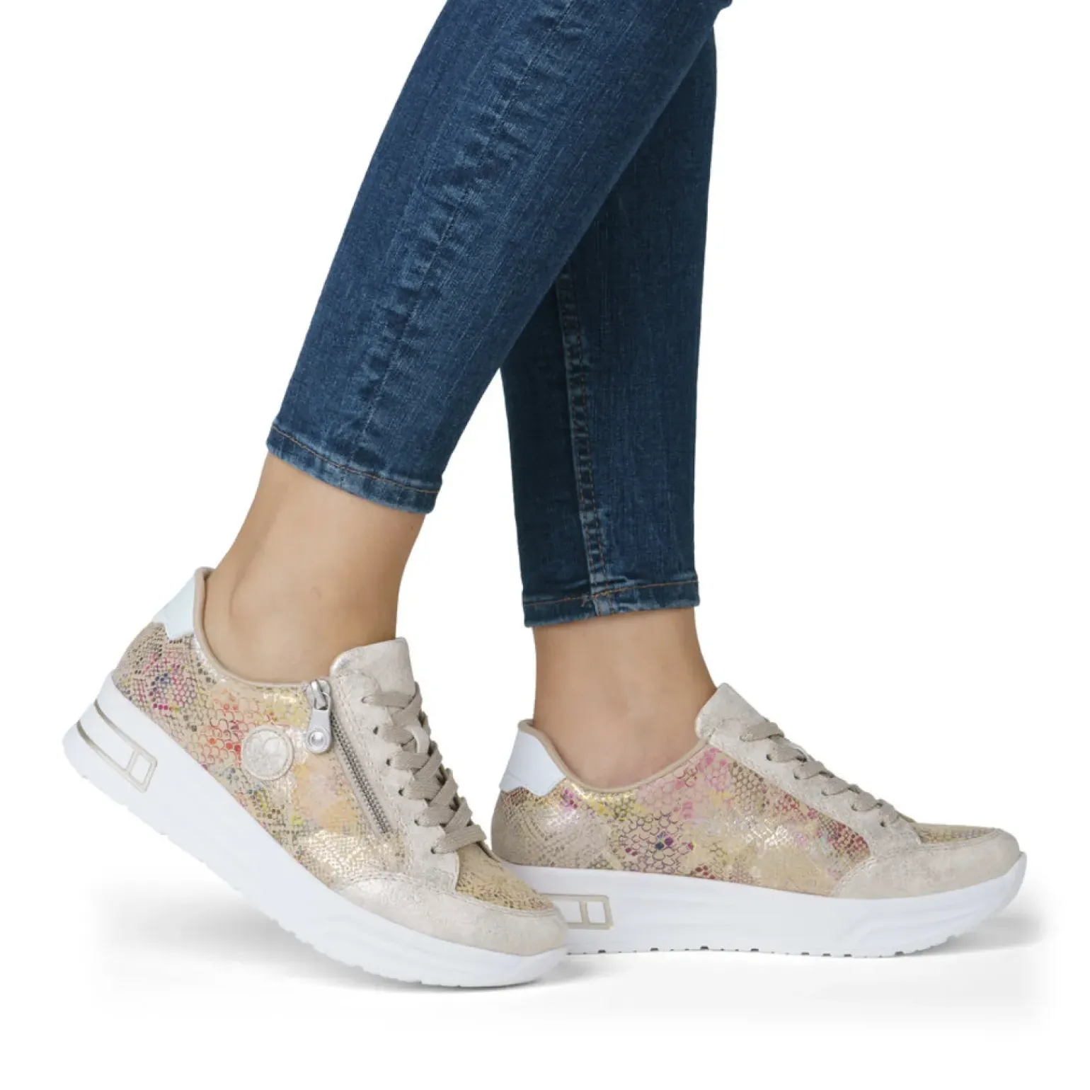 Baskets Plateforme Rieker N8103-60 Beige Multi
