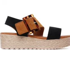 Espadrilles Compensées Eva Frutos 718 Noir Cuero