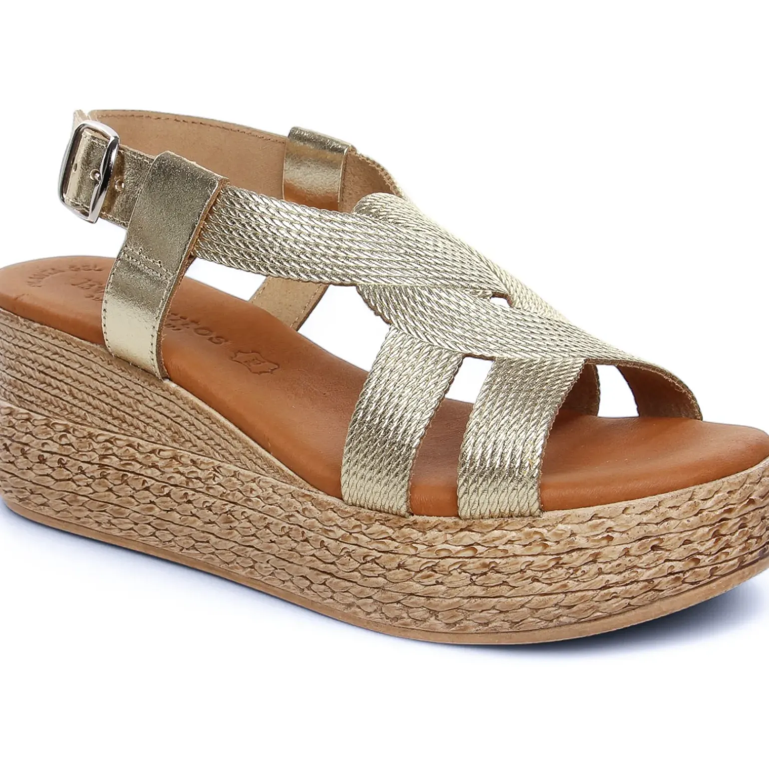 Espadrilles Compensées Eva Frutos 3708 Or Cuerda