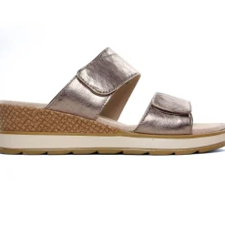 Mules Compensées Caprice 27250 Taupe Metallic
