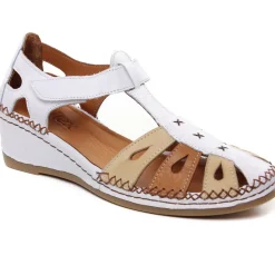 Nu-Pieds Compensés Altex Sylvette Blanc Brun