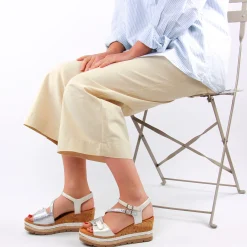 Nu-Pieds Compensés Mamzelle Patou Argent Ecru