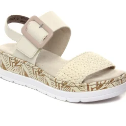 Nu-Pieds Compensés Rieker V3950-61 Creme Porcelaine