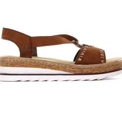 Nu-Pieds Compensés Rieker V79Q0-24 Noisette