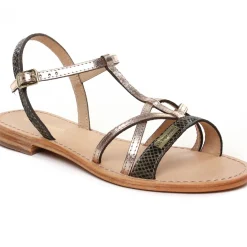 Sandales Plates Les Tropeziennes Hironela Kaki Or