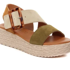 Espadrilles Compensées Eva Frutos 718 Militaire Beige