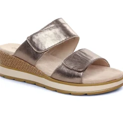 Mules Compensées Caprice 27250 Taupe Metallic