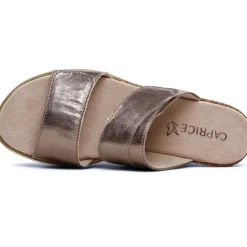 Mules Compensées Caprice 27250 Taupe Metallic