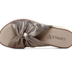 Mules Compensées Caprice 27202 Taupe Metallic