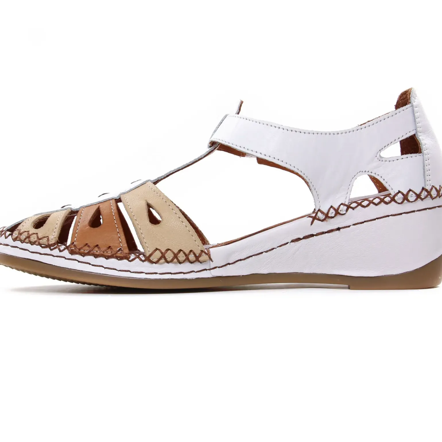 Nu-Pieds Compensés Altex Sylvette Blanc Brun