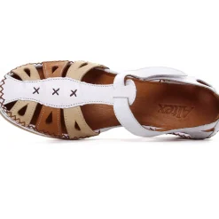 Nu-Pieds Compensés Altex Sylvette Blanc Brun
