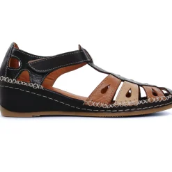 Nu-Pieds Compensés Altex Sylvette Noir Tan