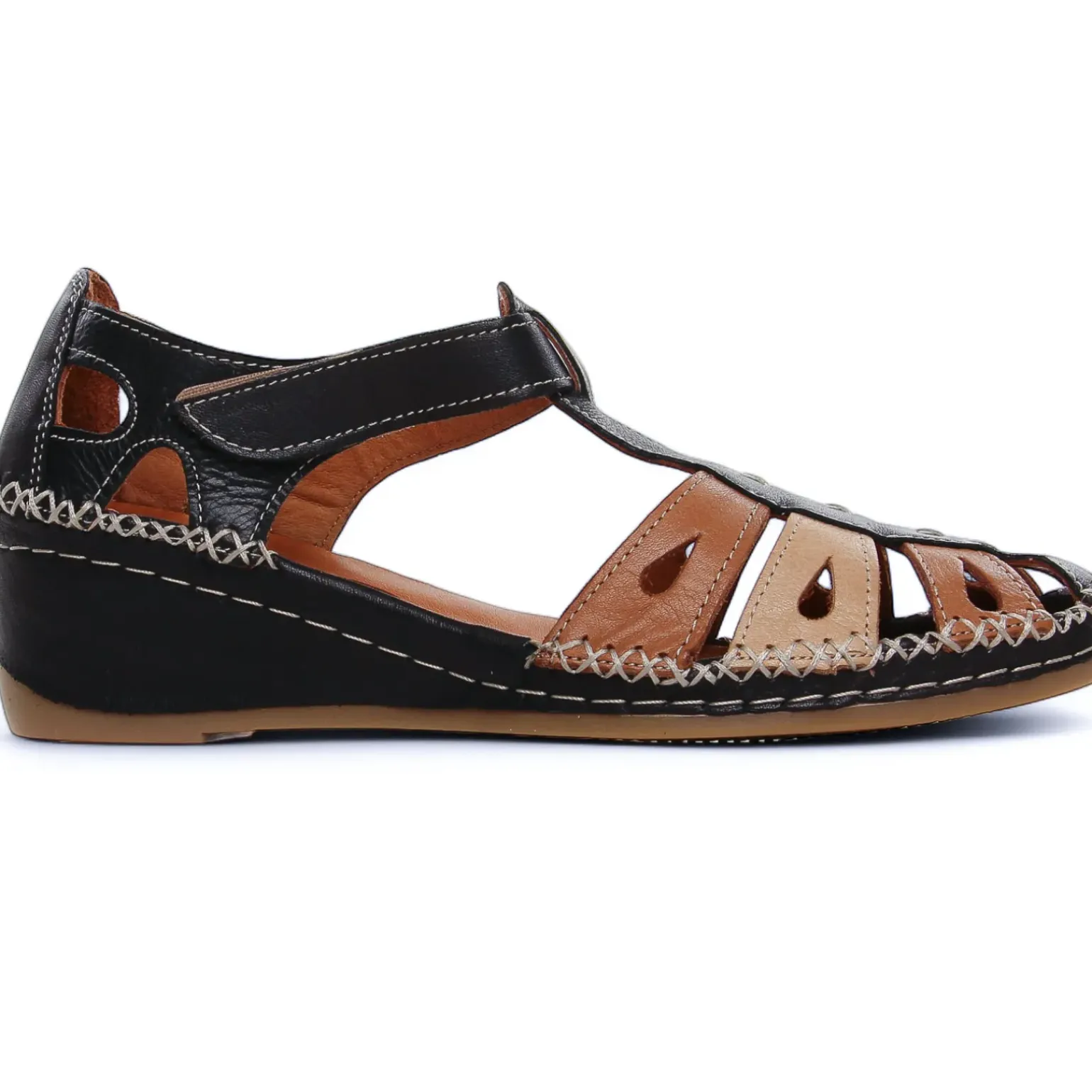 Nu-Pieds Compensés Altex Sylvette Noir Tan