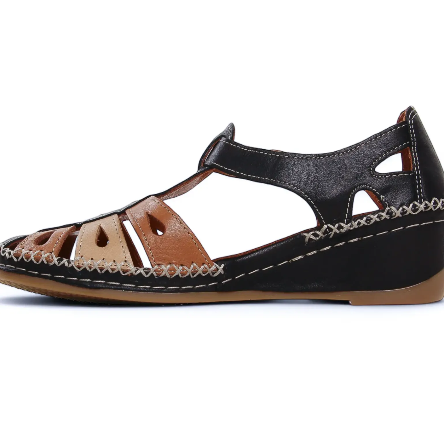 Nu-Pieds Compensés Altex Sylvette Noir Tan