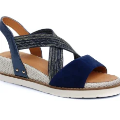 Nu-Pieds Compensés Fugitive Biscui Velours Navy