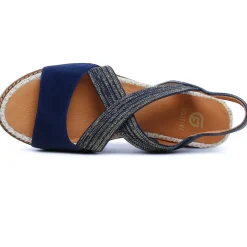 Nu-Pieds Compensés Fugitive Biscui Velours Navy
