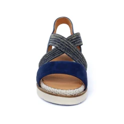 Nu-Pieds Compensés Fugitive Biscui Velours Navy