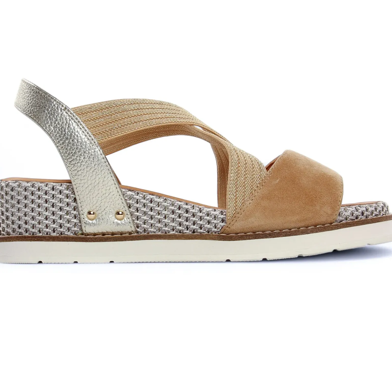 Nu-Pieds Compensés Fugitive Biscui Velour Tan