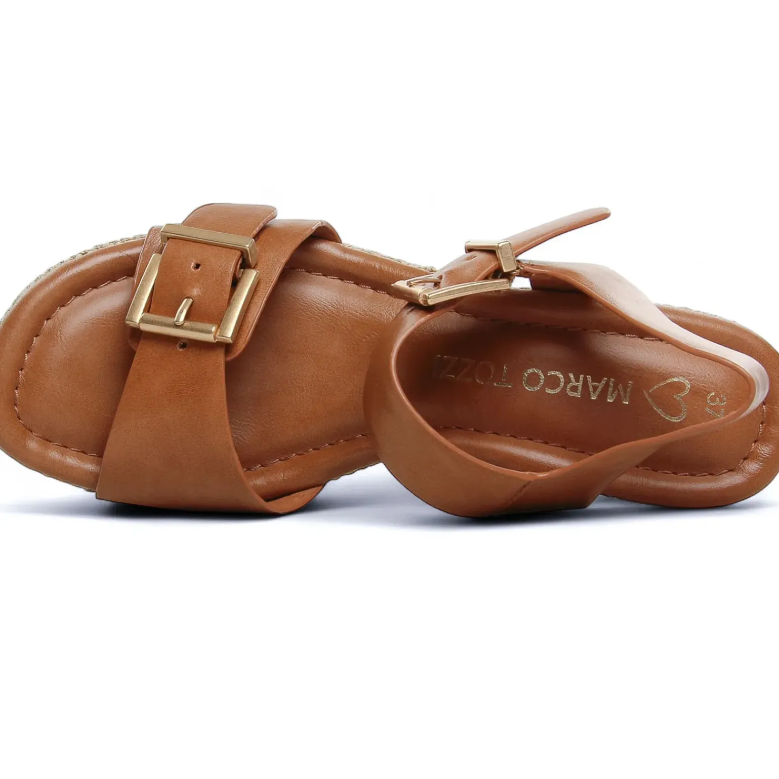 Nu-Pieds Compensés Marco Tozzi 28389 Cognac