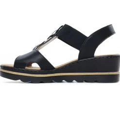 Nu-Pieds Compensés Rieker 67498-00 Black Lightgold