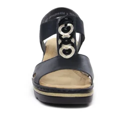 Nu-Pieds Compensés Rieker 67498-00 Black Lightgold