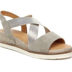 Sandales Compensées Fugitive Biscui Velour Ciment