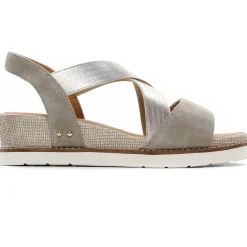 Sandales Compensées Fugitive Biscui Velour Ciment