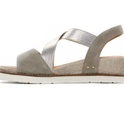Sandales Compensées Fugitive Biscui Velour Ciment