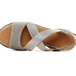 Sandales Compensées Fugitive Biscui Velour Ciment