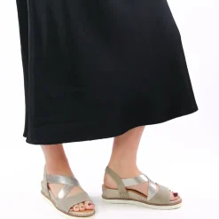 Sandales Compensées Fugitive Biscui Velour Ciment
