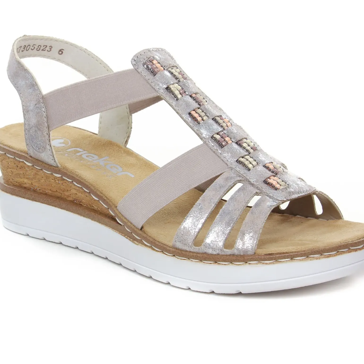 Sandales Compensées Rieker V3822-90 Rose Metallic