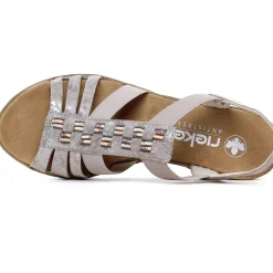 Sandales Compensées Rieker V3822-90 Rose Metallic