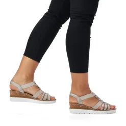 Sandales Compensées Rieker V3822-90 Rose Metallic