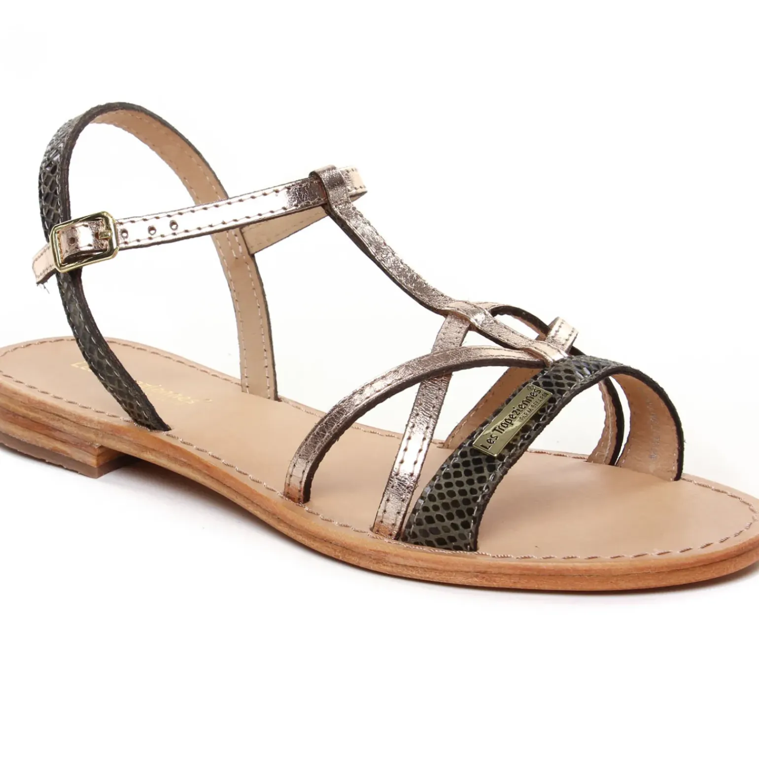 Sandales Plates Les Tropeziennes Hironela Kaki Or