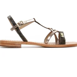 Sandales Plates Les Tropeziennes Hironela Kaki Or