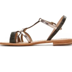 Sandales Plates Les Tropeziennes Hironela Kaki Or